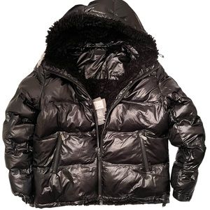 NWT Pajar Puffer Bomber Jacket Black Women’s Size Large Reversible to Teddy